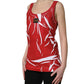 Red White Abstract Cotton Sleeveless Tank Top