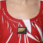 Red White Abstract Cotton Sleeveless Tank Top