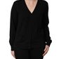 Black Wool Knit Button Cardigan Sweater