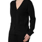 Black Wool Knit Button Cardigan Sweater