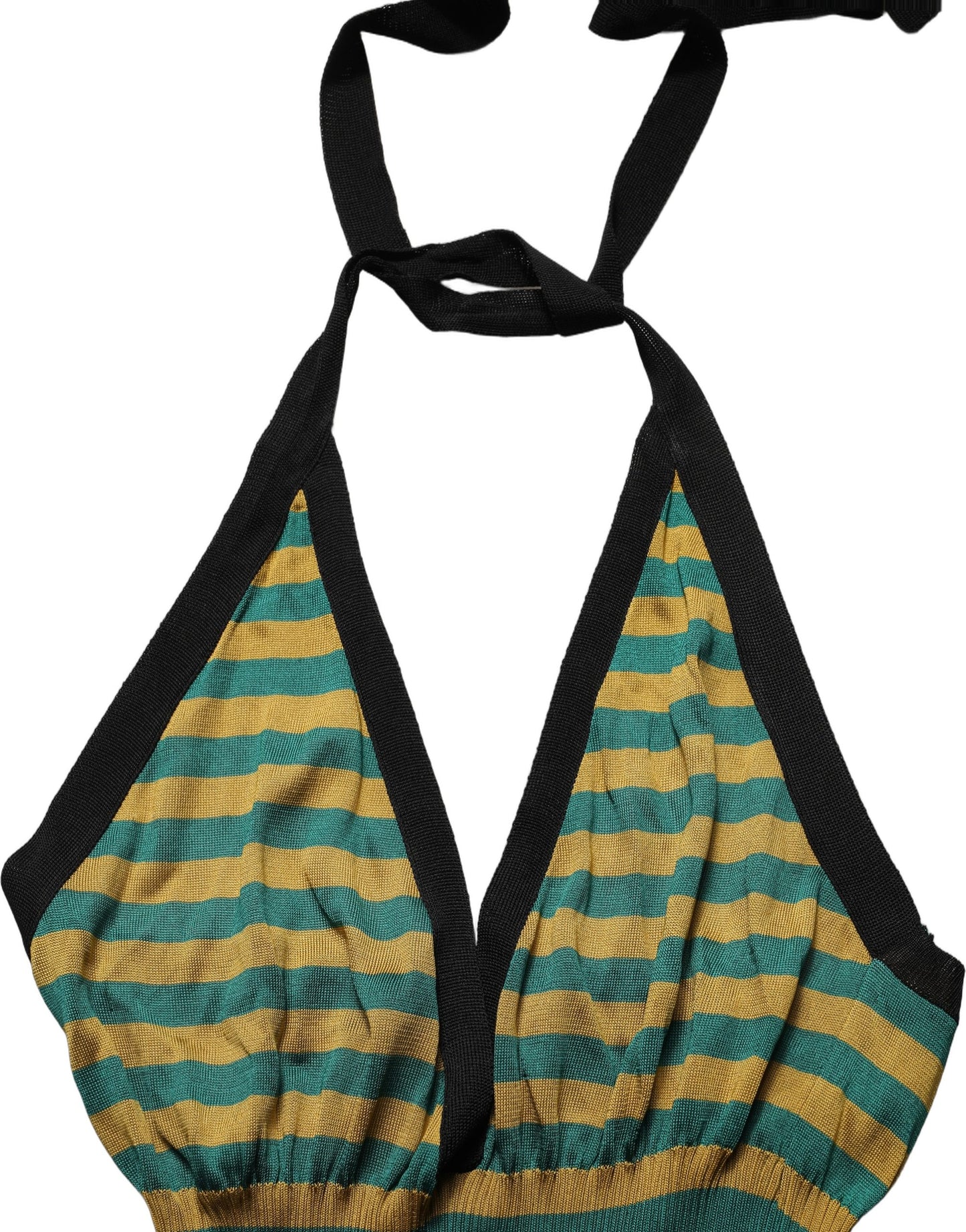 Multicolor Stripes Wool Knit Halter Tank Top