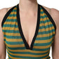 Multicolor Stripes Wool Knit Halter Tank Top