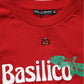 Red Cotton Cropped Basilico Sweatshirt Sweater