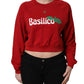 Red Cotton Cropped Basilico Sweatshirt Sweater