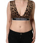Brown Leopard Print Cropped Silk Tank Top