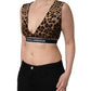 Brown Leopard Print Cropped Silk Tank Top