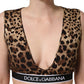 Brown Leopard Print Cropped Silk Tank Top