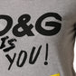 Gray Cotton Logo Printed Crew Neck T-shirt