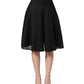 Cotton Striped Flared Silhouette Aline Midi Black