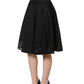 Cotton Striped Flared Silhouette Aline Midi Black