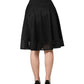 Cotton Striped Flared Silhouette Aline Midi Black