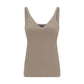 Beige Cotton Sleeveles T-Shirt