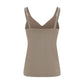 Beige Cotton Sleeveles T-Shirt