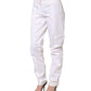 White Mid Waist Tapered Formal Trousers Pants