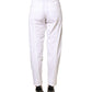 White Mid Waist Tapered Formal Trousers Pants