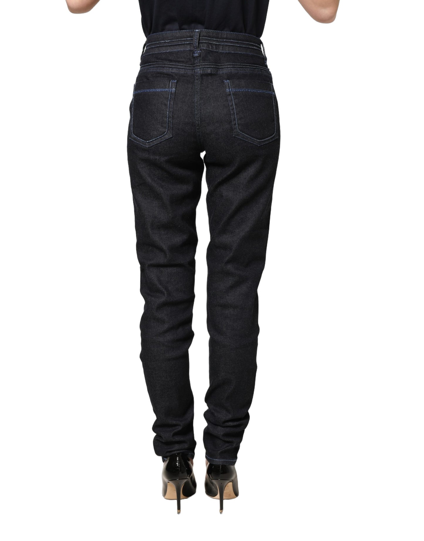 Black Cotton Stretch HighWaist Skinny Denim Trouser Jeans