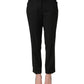 Black Mid Waisted Polyester Trouser Pants