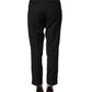 Black Mid Waisted Polyester Trouser Pants