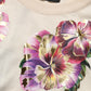 Beige Floral Print Silk CrewNeck Pullover Top