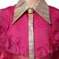 Fuchsia Sheer Chiffon Buttoned Blouse Top
