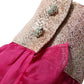 Fuchsia Sheer Chiffon Buttoned Blouse Top