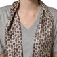 Gray Cotton V-neck Owl Silk Scarf Top T-shirt