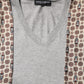Gray Cotton V-neck Owl Silk Scarf Top T-shirt