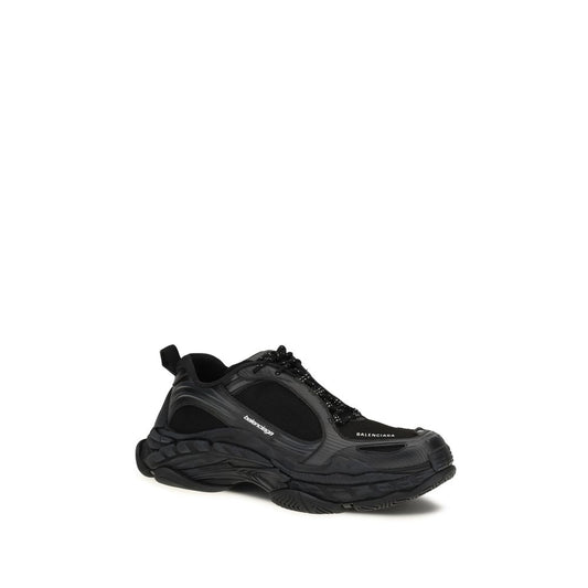Black Polyester Athletic Sneakers