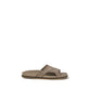 Beige Calf Leather Bos Taurus Flat Sandals