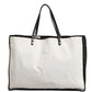 Ladies First White and Black Canvas Shopper Tote Bag