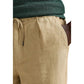 Beige Linen Casual Pants