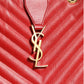 Red Chevron Quilted Grained Leather Monogram Tote Bag