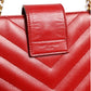 Red Chevron Quilted Grained Leather Monogram Tote Bag