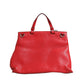 Red Leather Bamboo Daily Tote Crossbody Bag