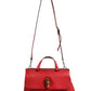 Red Leather Bamboo Daily Tote Crossbody Bag