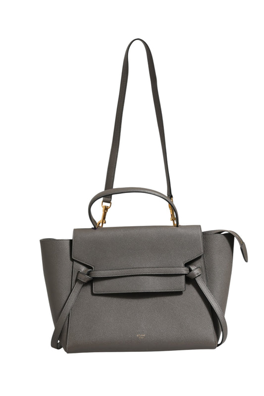 Nano Belt Bag in Grained Calfskin Grey