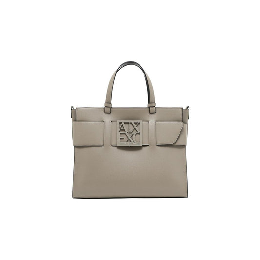 Beige Artificial Leather Handbag