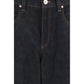 Blue Cotton Straight-Leg Jeans