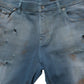 Blue Distressed Mid Waist Skinny Denim Jeans