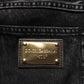 Black Distressed Cotton Straight Denim Jeans
