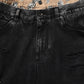 Black Distressed Cotton Straight Denim Jeans