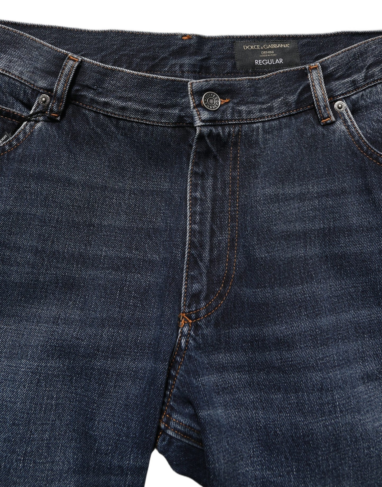 Dark Blue Washed MidWaist Straight Denim Jeans