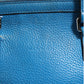 Blue Leather Dome Handbag