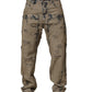 Beige Bleached Deconstructed Men Denim Jeans