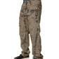 Beige Bleached Deconstructed Men Denim Jeans