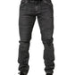 Dark Grey Distressed Mid Waist Denim Jeans