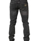 Dark Grey Distressed Mid Waist Denim Jeans