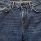 Dark Blue Washed Mid Waist Straight Men Denim Jeans