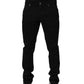 Black Heraldic Embroidered Skinny Denim Jeans
