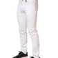 White Cotton Skinny Mid Waist Denim Jeans